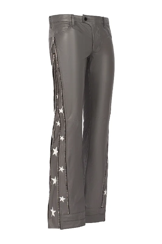 SUNSET RODEO LEATHER PANTS-GREY Classic Stretch Pants