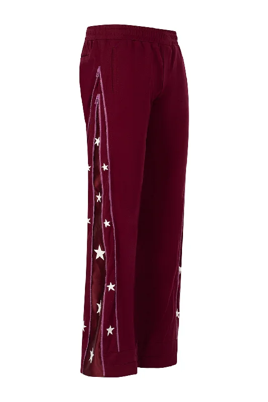SUNSET RODEO TRACK PANTS-BURGUNDY Trendy Tapered Pants