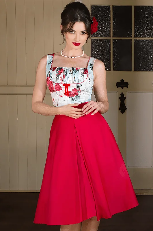 Tea Rose Classic Full Skirt (Red) boho skirt vibe