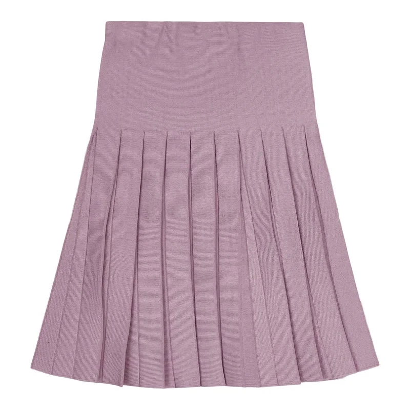 Teela Mauve Pleated Skirt button skirt front