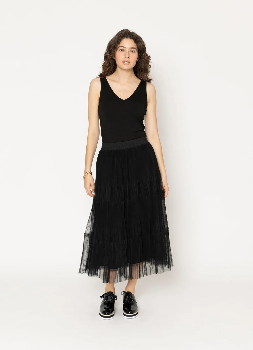 Two By Two Stella Skirt - Black asymmetrical skirt cut