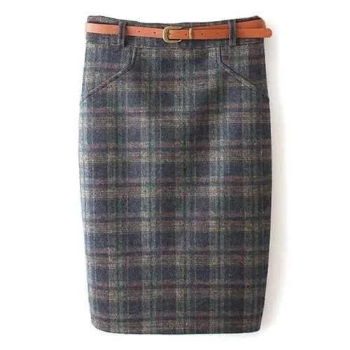 Stylish High Waist Plaid Pattern Women's Skirt - Green S high waist skirt