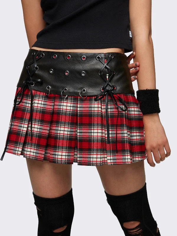 Valkyrie Pleated Plaid Mini Skirt wool skirt warm