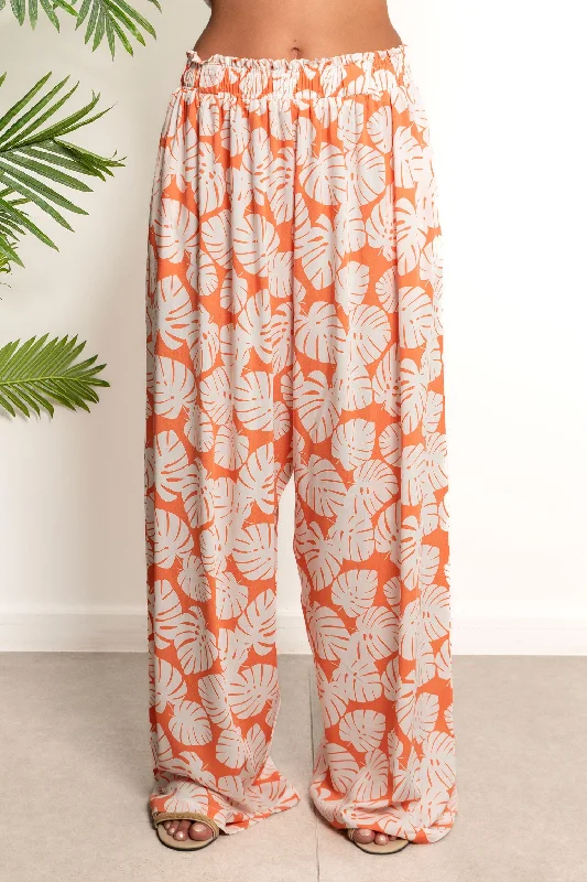 Viscose Leaves Pants - Zola Trendy Wide-Leg Pants
