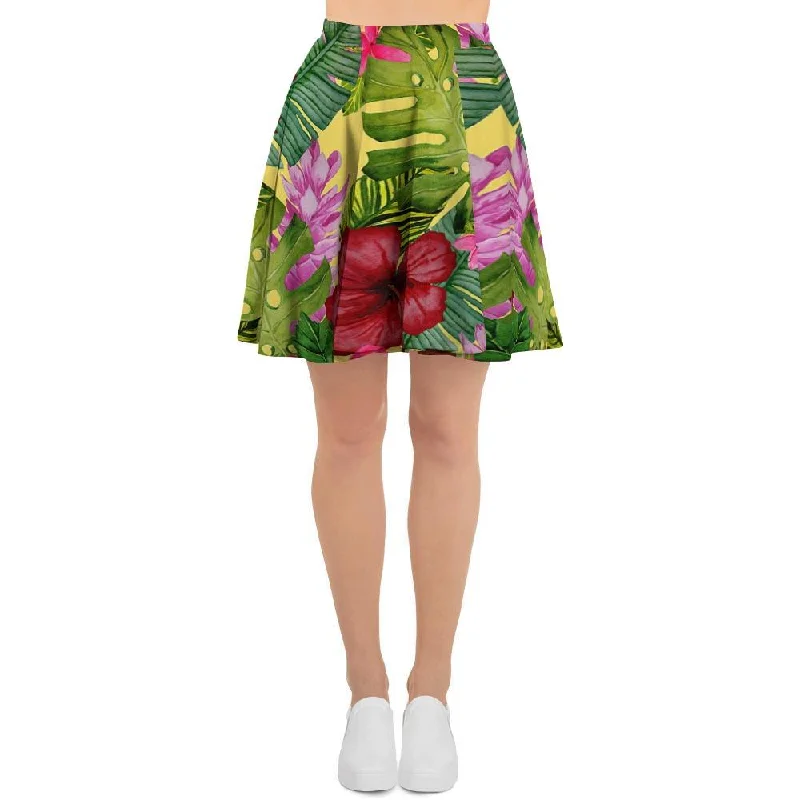 Watercolor Hibiscus Floral Hawaiian Print Women's Skirt lace skirt feminine