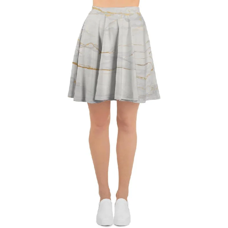 White Gold Marble Women's Skirt cashmere skirt soft