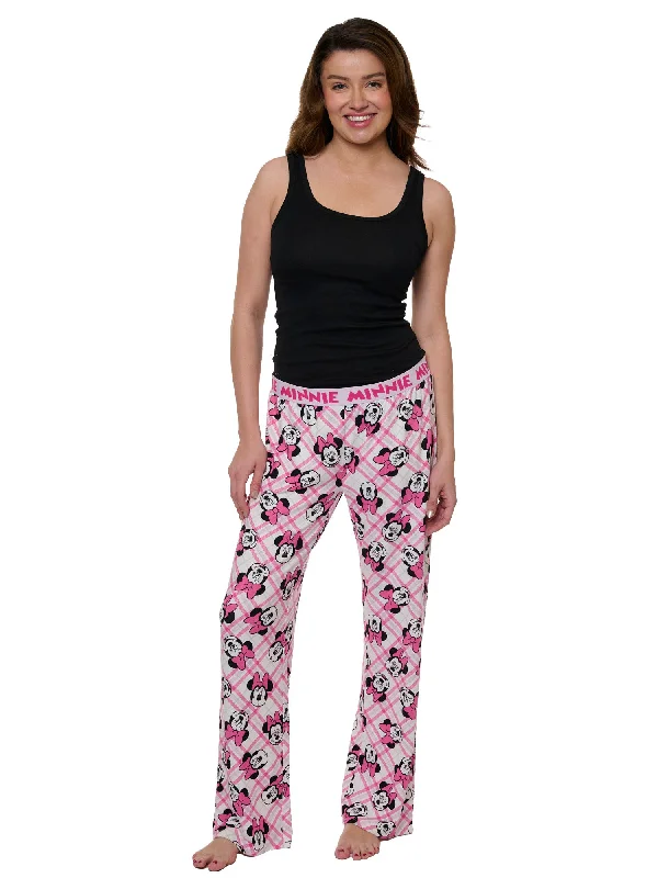 Womens Minnie Mouse Pajama Pants Sleepwear Lounge Pants Pink Elastic Waist Soft Classic Pleated Pants Womens Minnie Mouse Pajama Pants Sleepwear Lounge Pants Pink Elastic Waist Soft Classic Pleated Pants