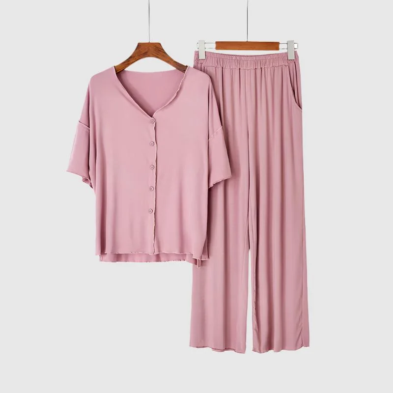 Women's Short-sleeved Top and Pants Pajamas, Loungewear Set Casual Drawstring Pants