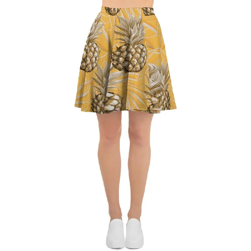 Yellow Hawaiian Pineapple Print Women's Skirt denim skirt classic