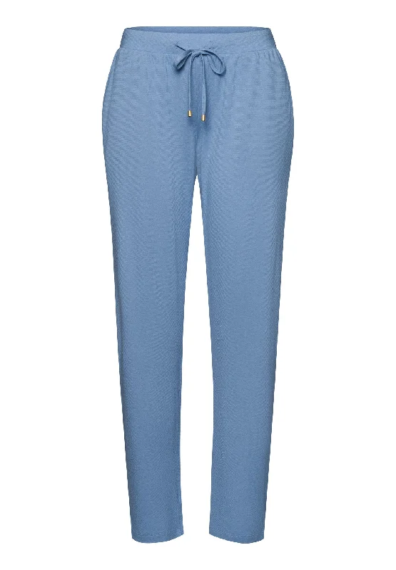 Sleep And Lounge Cotton Blend Drawstring Pants | Endless Blue 74846-2533 Wide-Legged Palazzos