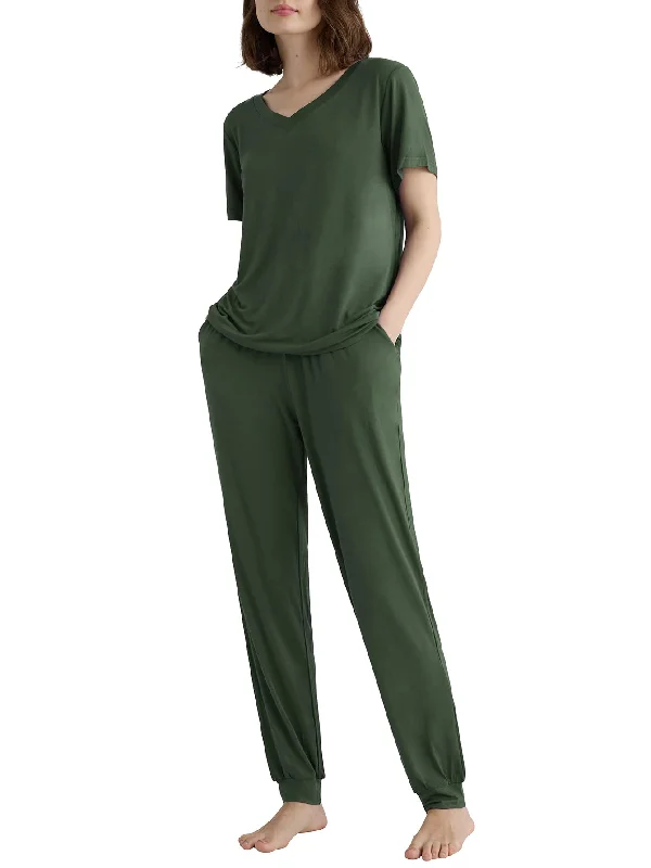 Women's Viscose Jogger Pants Lounge Pajamas Set Formal Dress Pants