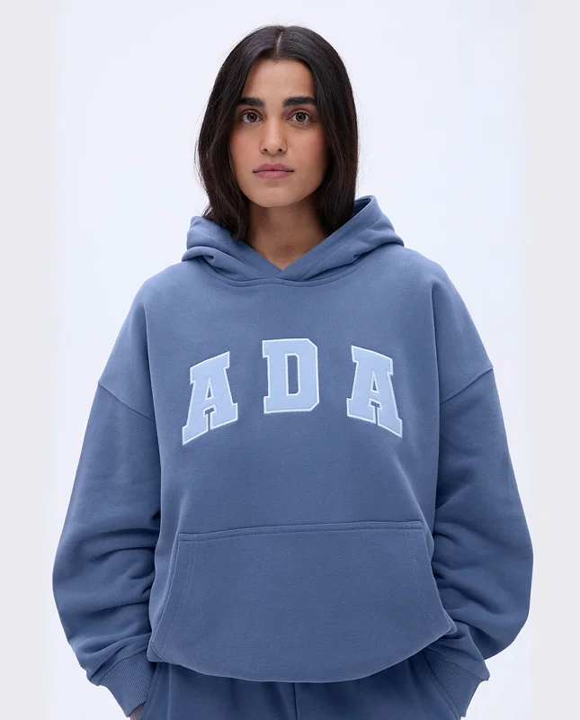 ADA Oversized Hoodie - Vintage Blue/Powder Blue Hoodie with Monochrome Minimalist Simple