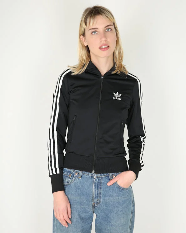 Adidas black white stripes zip-up track sweatshirt - XXS Hoodie with Back Slit Movement Comfort