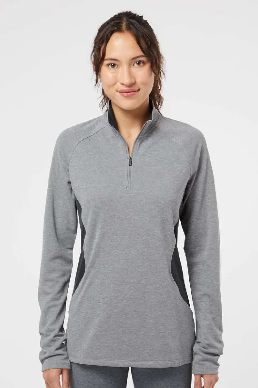 Adidas Womens UPF 50+ 1/4 Zip Sweatshirt w/ Pockets - Heather Grey/Carbon Grey Hoodie with Earth Tones Natural Calm