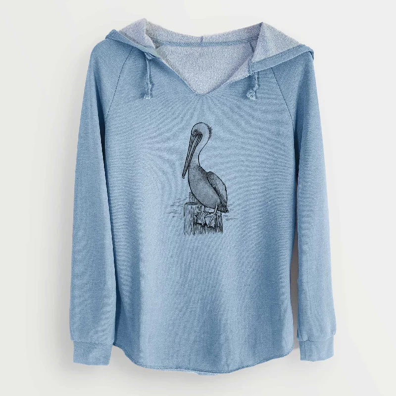 Pelecanus occidentalis - Brown Pelican - Cali Wave Hooded Sweatshirt Hoodie with Relaxed Fit Easy Casual