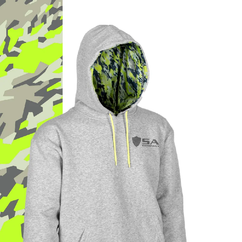 Classic Lined Hoodie | Geo Camo-Surge | Heather Grey Hoodie with Ribbed Cuffs Snug Fit Comfort