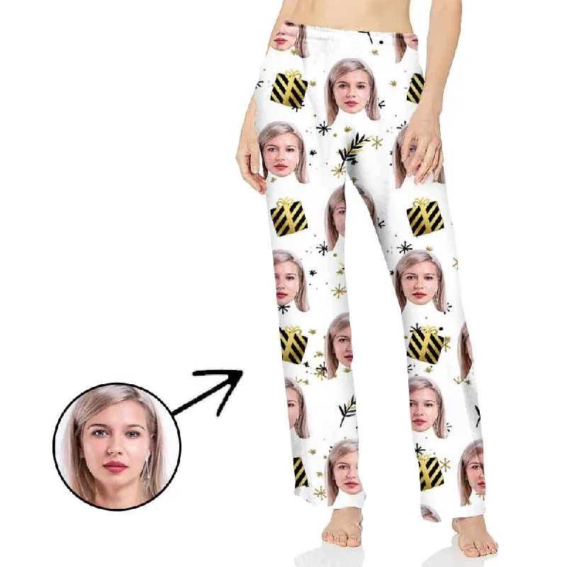 Custom Photo Pajamas Pants For Women Christmas Gift With My Loved One's Face Elegant Wool Trousers