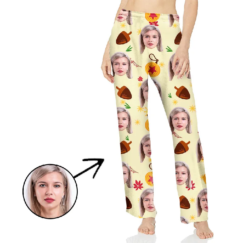 Custom Photo Pajamas Pants For Women Icecream And Flowers Classic Pleated Pants
