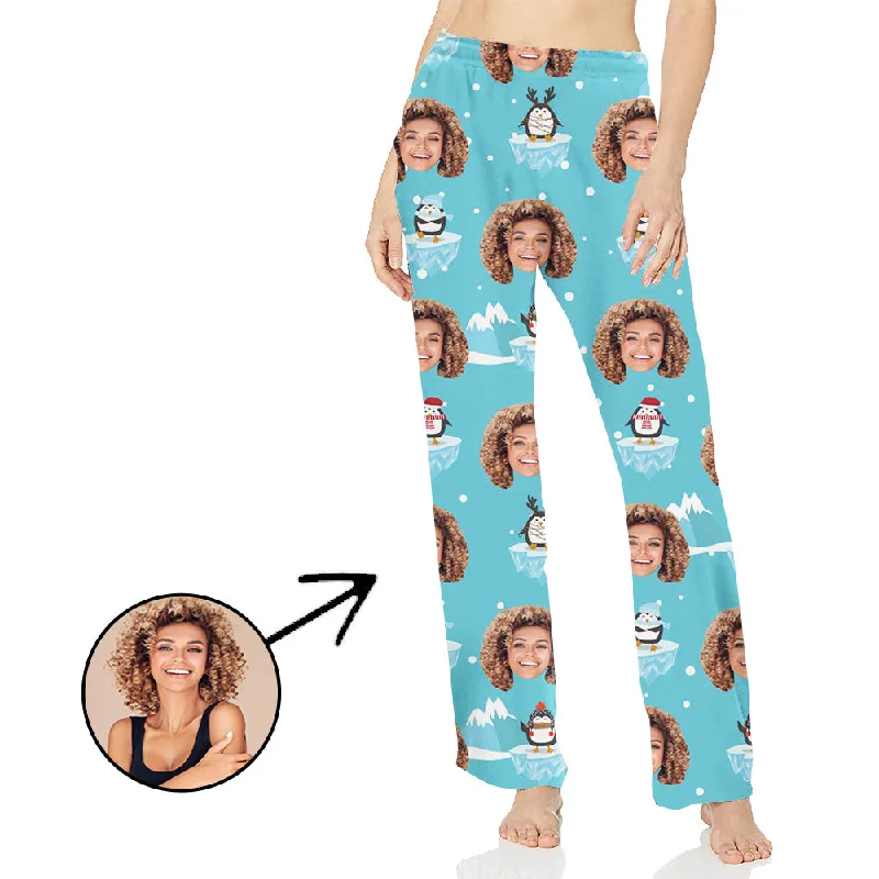 Custom Photo Pajamas Pants For Women Lovely Penguin Soft Stretch Leggings