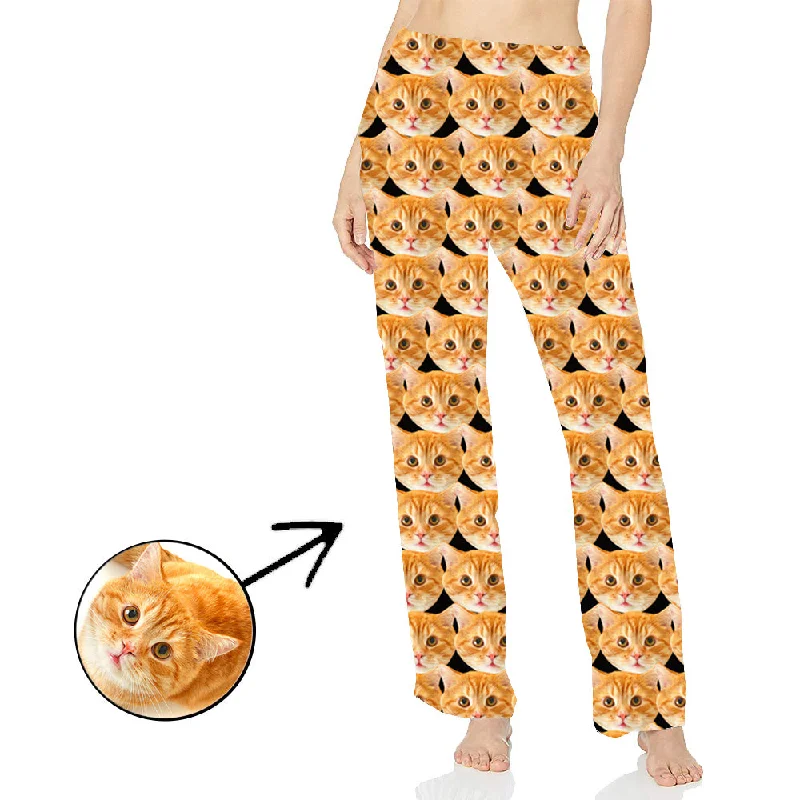 Custom Photo Pajamas Pants For Women Mash Face Long Sleeve Fashionable Track Pants