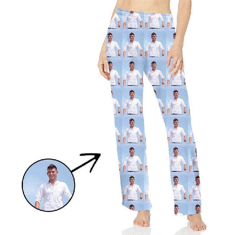 Custom Photo Pajamas Pants For Women Whole Photo Long Sleeve Comfy High-Waist Jeans