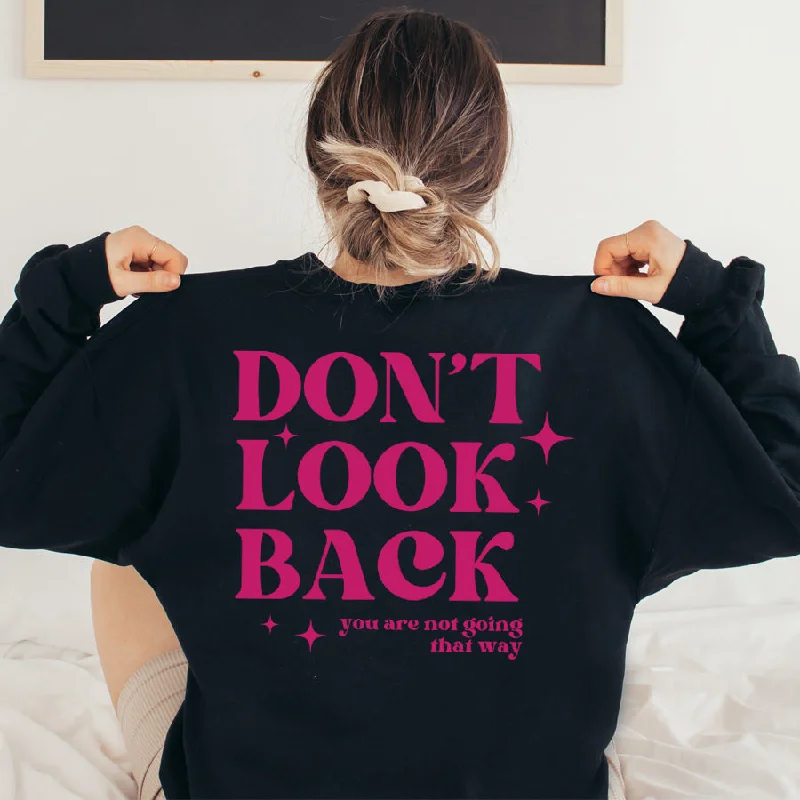 Don't Look Back Back Logo Sweatshirt Hoodie with Relaxed Fit Easy Casual