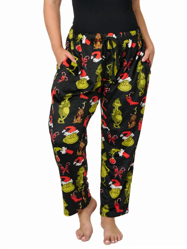 Dr. Seuss Grinch Lounge Pajama Pants Plush Womens Plus Size Max Christmas Casual Wide Pants