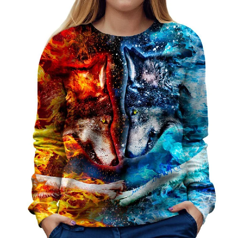 Fire And Ice Womens Sweatshirt Hoodie with Drop Shoulder Relaxed Streetwear