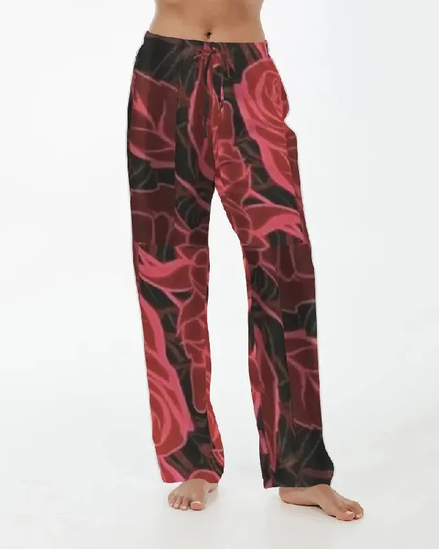 FZ NEW FLOWER PRINT Women's Satin Pajama Pants Comfortable Jogging Pants