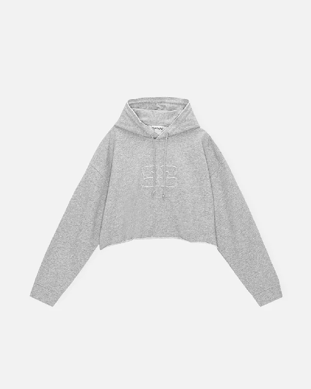 Oversized Isoli Cropped Hoodie - Grey Hoodie with Turtle Neck Cozy Winter