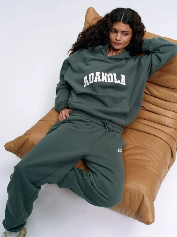 Varsity Oversized Hoodie - Sea Green/Marshmallow White Hoodie with Tied Waist Feminine Flattering