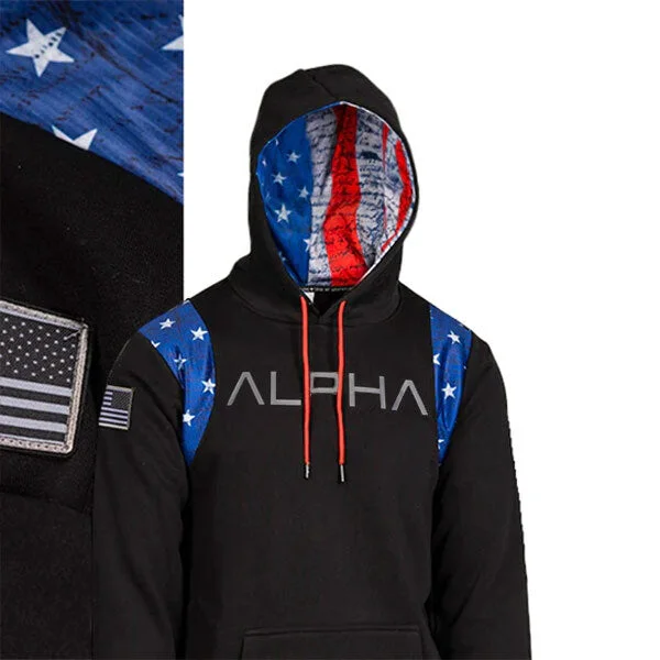 Honor Lined Hoodie | American Flag | AD Hoodie with Batwing Sleeves Loose Dramatic