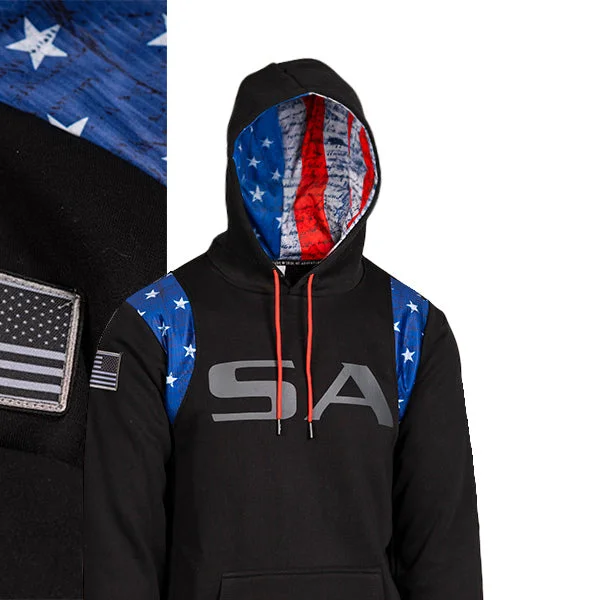 Honor Lined Hoodie | American Flag | SA Hoodie with Snap Buttons Easy Quick