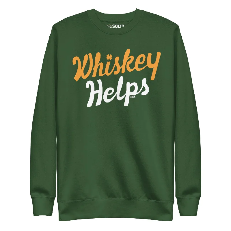 Irish Whiskey Helps Classic Fleece Sweatshirt Hoodie with Hem Fringe Bohemian Relaxed