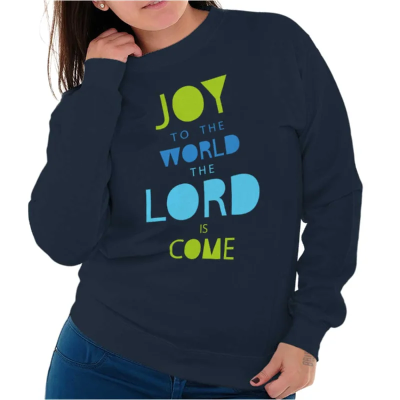 Joy To The World Crewneck Sweatshirt Hoodie with Toggle Buttons Decorative Unique