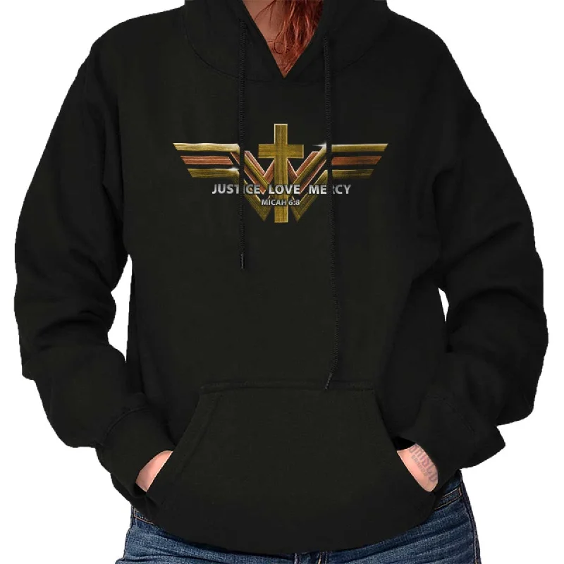 Justice Love Mercy Hoodie Hoodie with Mesh Breathable Sporty