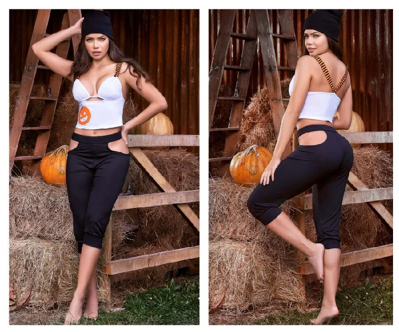 Mapale 7327 Top and Pants Pajama Set Color White-Black Stylish Elastic Waist Pants