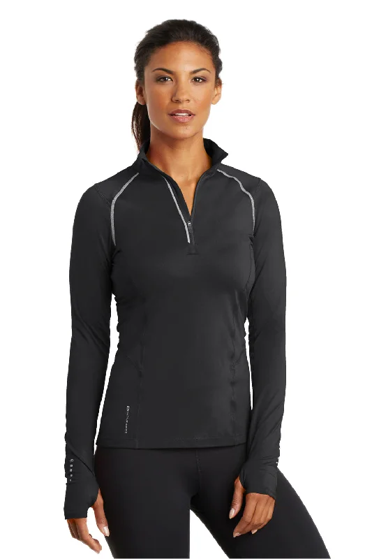 Ogio Womens Endurance Nexus Moisture Wicking 1/4 Zip Sweatshirt - Blacktop Hoodie with Contrast Stitching Detailed Premium