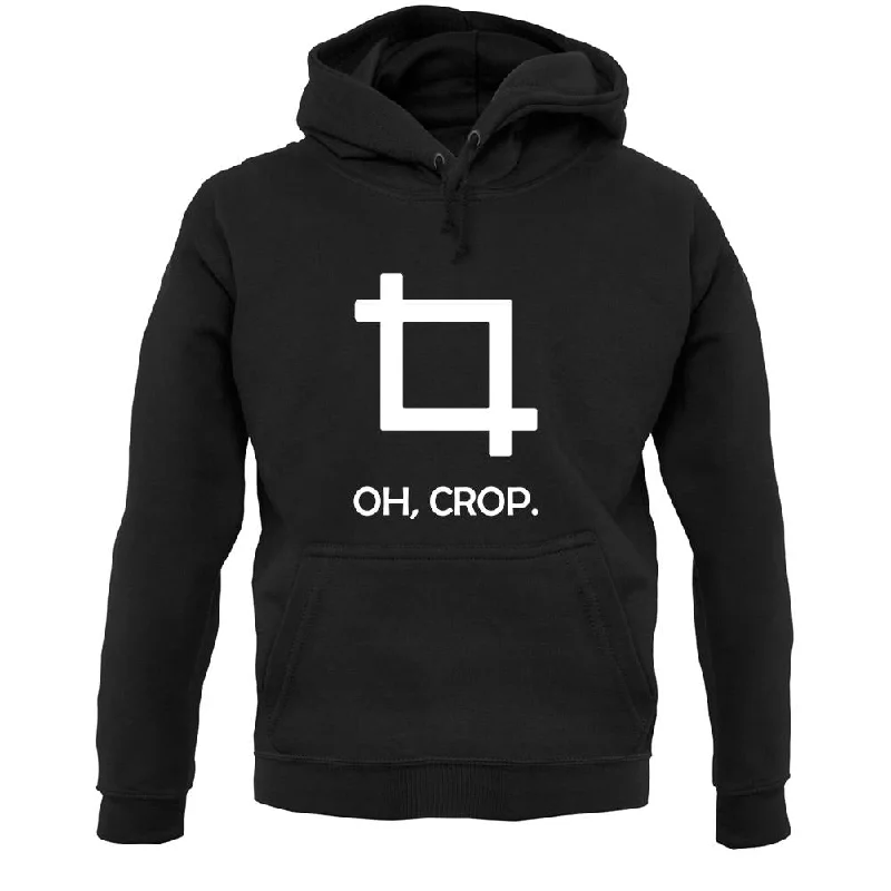 Oh, Crop Unisex Hoodie Hoodie with Hidden Zipper Minimalist Clean