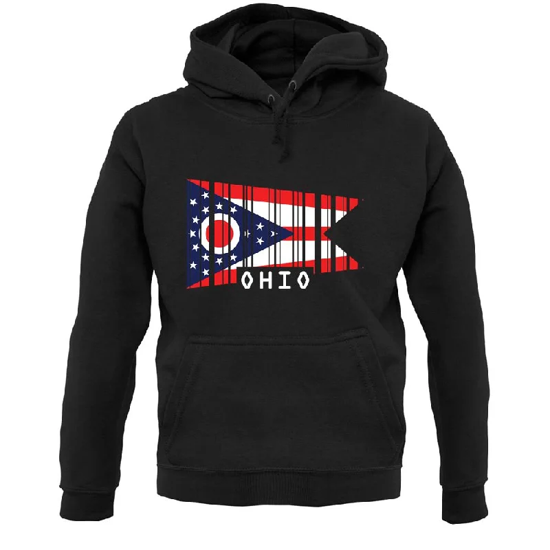 Ohio Barcode Style Flag Unisex Hoodie Hoodie with Zipper Versatile Modern