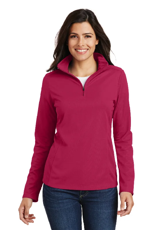 Port Authority Womens Moisture Wicking 1/4 Zip Sweatshirt - Dark Fuchsia Pink - Closeout Hoodie with Oversized Fit Loose Comfortable