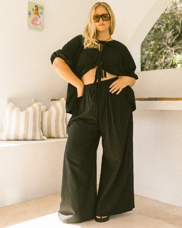 Posey Pants | Black Trendy High-Waist Trousers