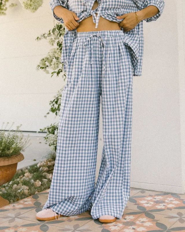 Posey Pants | Blue Gingham Soft Stretch Leggings