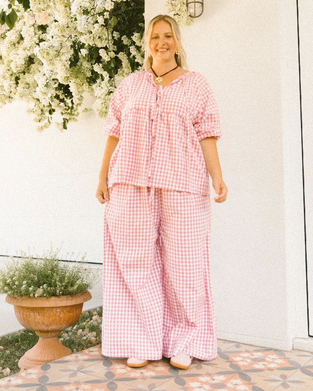 Posey Pants | Pink Gingham Classic Straight-Leg Pants