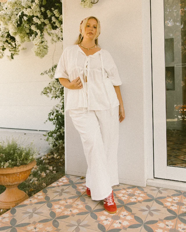 Posey Pants | White Elegant Wool Trousers