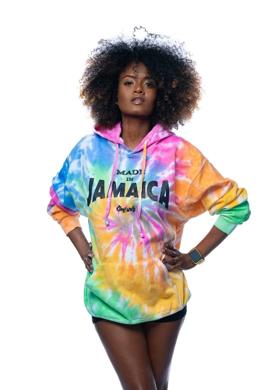 Made in Jamaica Tie-Dye Hoodie Hoodie with Belted Waist Structured Tailored