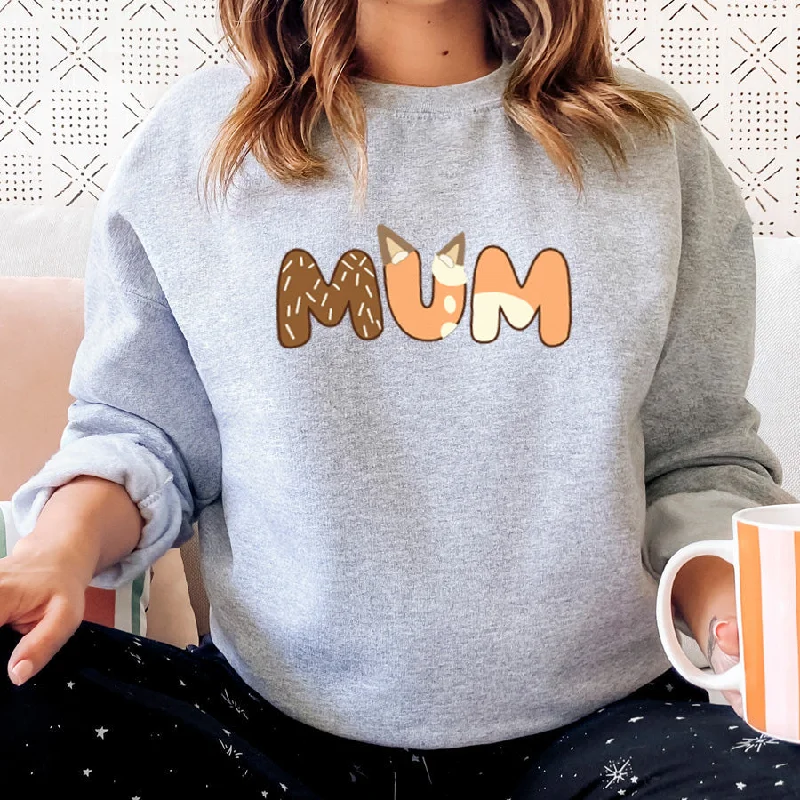 Puppy Dog - Mum Sweatshirt Hoodie with Hem Frayed Vintage Worn