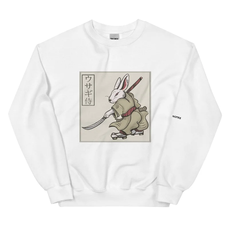 RABBIT SAMURAI Unisex Fleece Sweatshirt Hoodie with Drop Shoulder Relaxed Streetwear