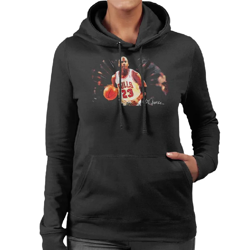 Sidney Maurer Original Portrait Of Basketballer Michael Jordan Women's Hooded Sweatshirt Hoodie with Gradient Ombre Colorful