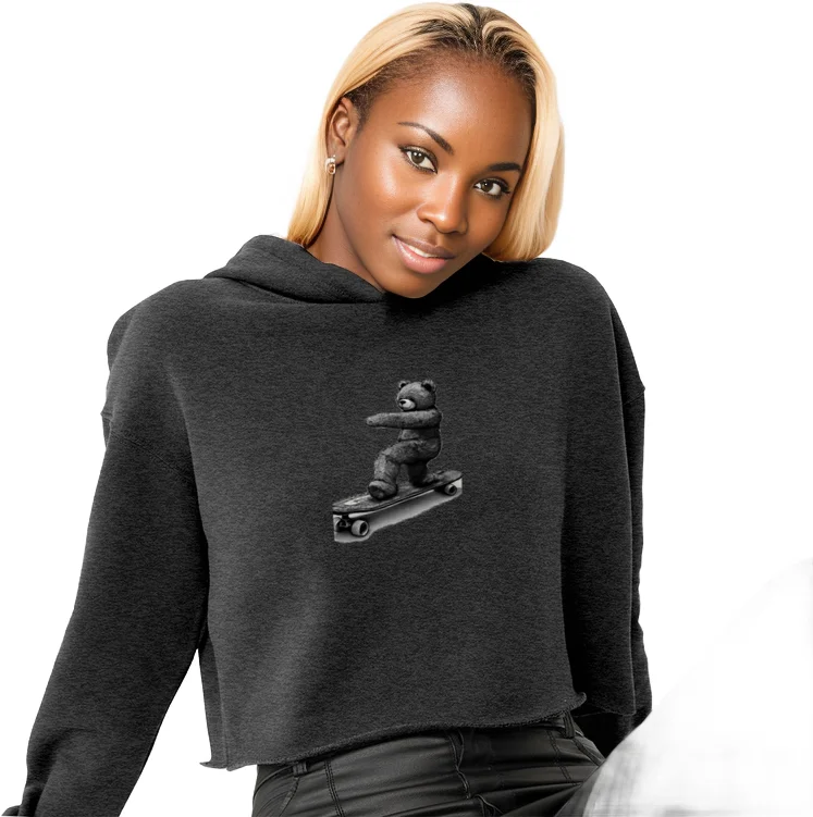 Teddy Ride Shred Women's Cropped Fleece Hoodie Hoodie with Contrast Stitching Detailed Premium